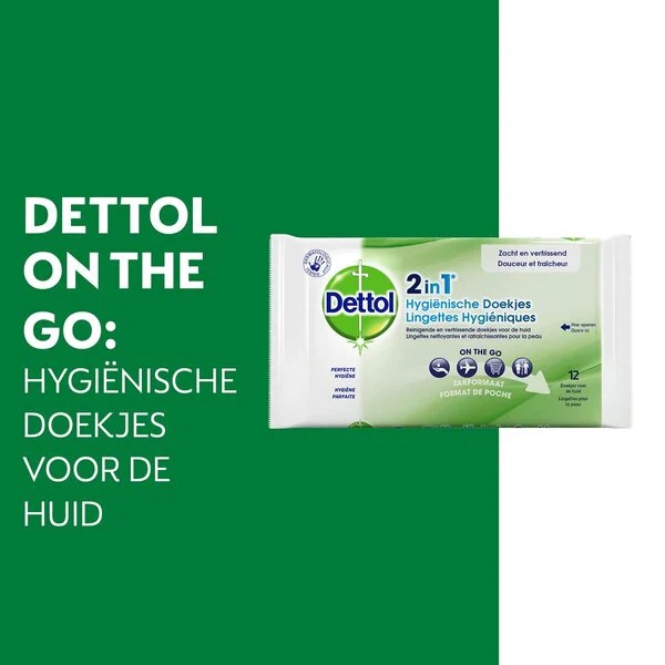 Dettol 2 viename higieninės servetėlės<br>12 vnt.