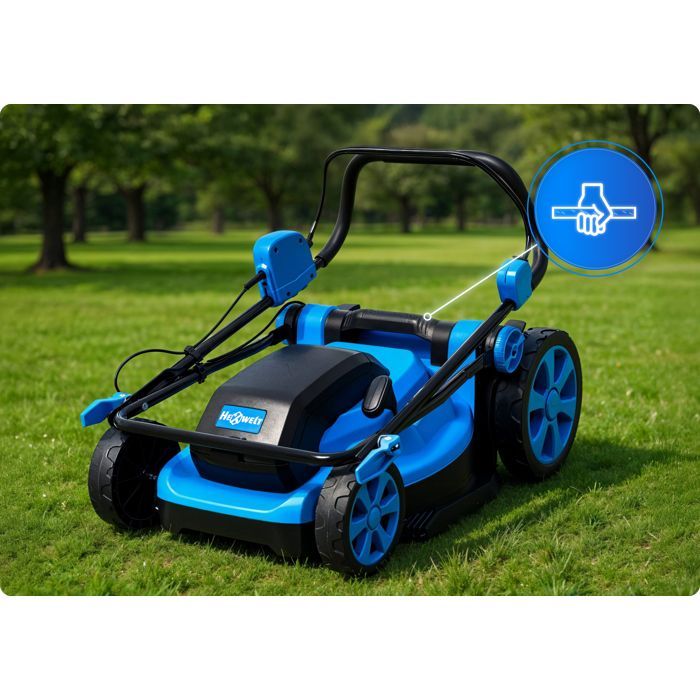 Rasaerba a batteria HEXWELT HW-KA-40 | 700W | 2x 20V | Ioni di litio 4Ah | Altezza regolabile | Con raccolta e scarico posteriore |