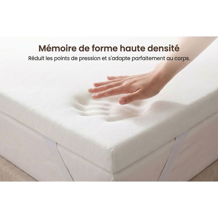 Cubrecolchón de espuma viscoelástica refrescante Viscogel de 200 x 190 cm y 4 cm de grosor, confort equilibrado – Fabricado en España
