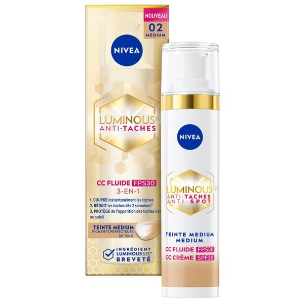 NIVEA Luminous630 pretspudinājumu SPF30 02 Medium 3-in-1 CC krēms<br>40ml