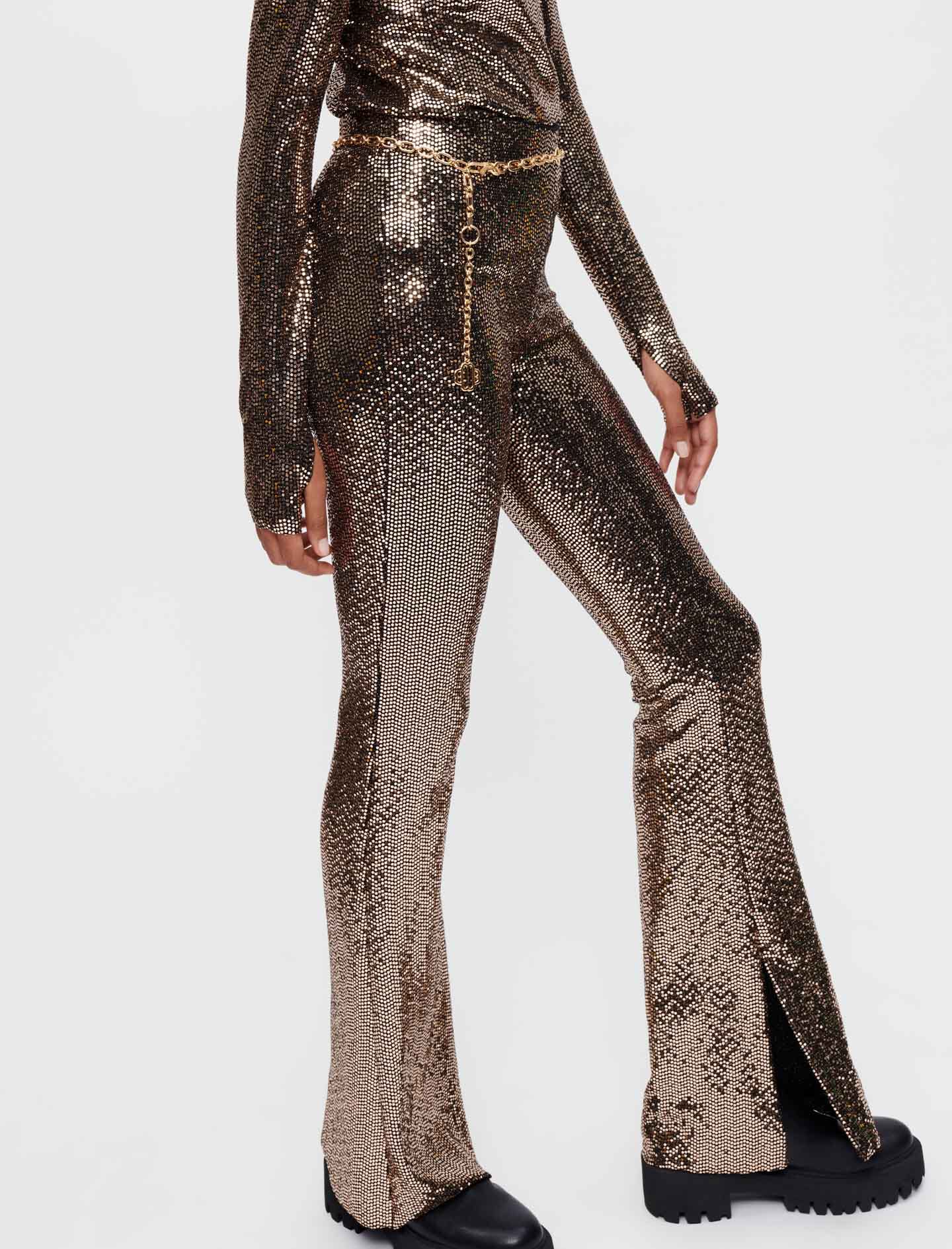 Stretch flared broek met pailletten - Dore