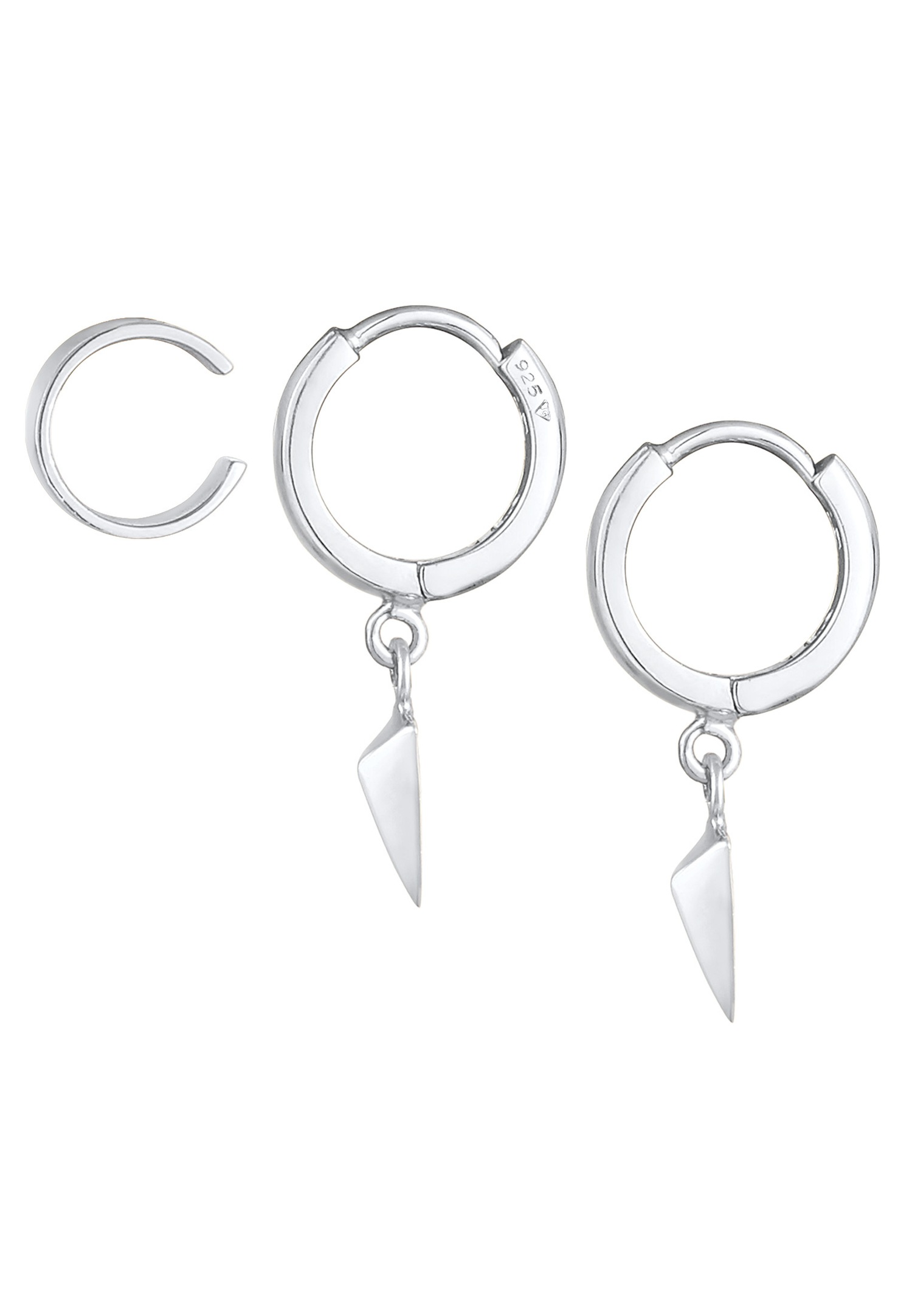 Elli Triangle créoles pour dames en 925/1000 argent massif