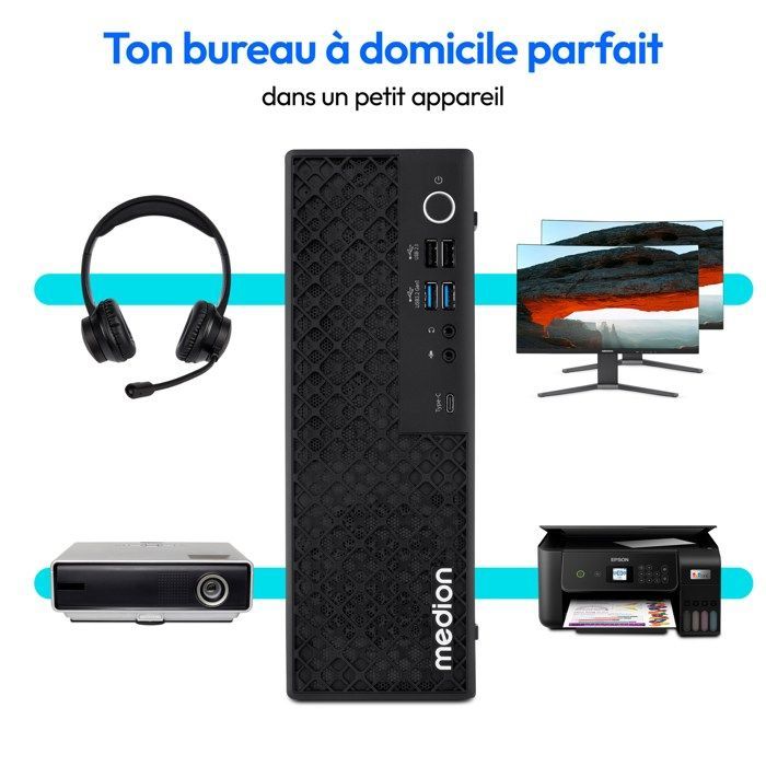 MEDION Picoworx T80 III Mini-PC (tunn, Core Ultra 5 228V, 32GB DDR5 RAM, 1TB SSD, ARC 130V, USB Typ C, WLAN, HDMI 2.0, Gigabit LA…