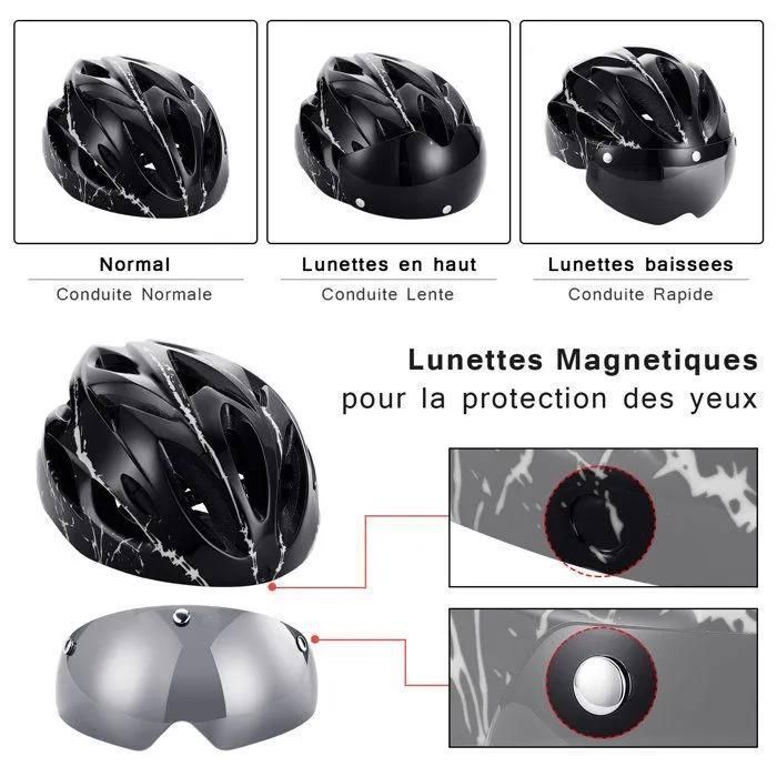 Fahrradhelm für Erwachsene (Herren und Damen) mit Visier, geeignet für Mountainbikes und Elektroroller, Kopfumfang 52–62 cm, Schwarz-Weiß