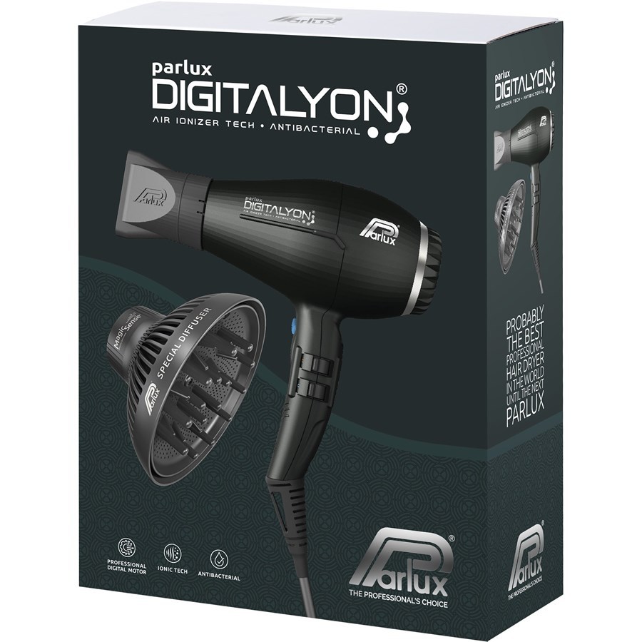Parlux Digitalyon sušilo za kosu antracit boje s difuzorom Magic Sense - 1 komad