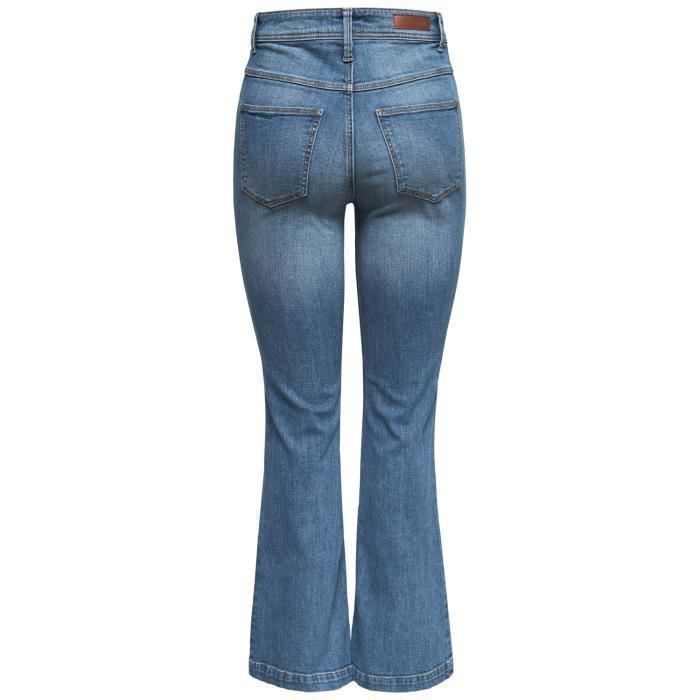 Jeans évasé femme - JDY - Flora - Medium blue denim - Taille haute - 5 poches