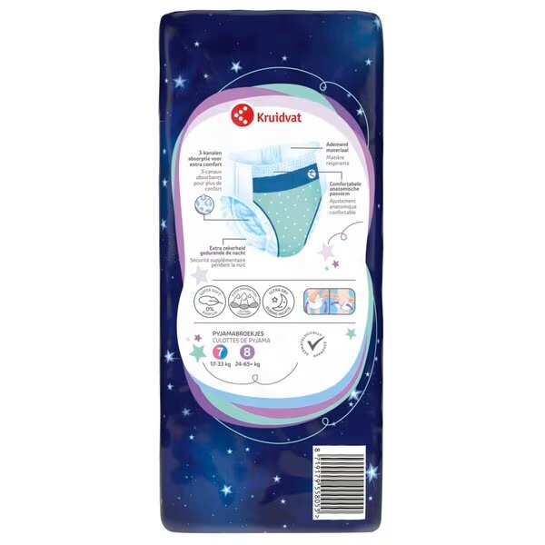 Kruidvat Unisex 8. izmēra pidžamas apakšbikses<br>8. izmērs (24–65 kg), 9 gabali