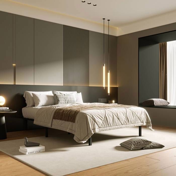 Base de cama tapizada DEWINNER - Robusta y cómoda - Cama de 160 x 200 cm - 2 x 14 listones con 9 patas - Altura del marco: 35 cm - Beige