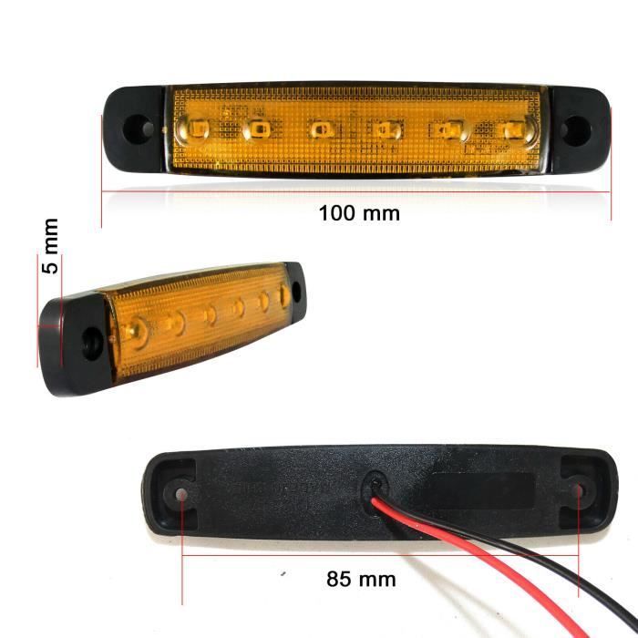 20 luces de posición laterales naranjas de 24 V para camión, remolque, camión volquete, semirremolque, caravana, autocaravana o caravana.