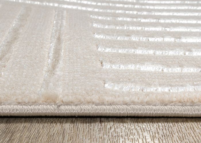 Tapis Salon - The Carpet - Knight - Velours Doux - Effet 3D - Détails Brillants - Beige - 80x150 cm