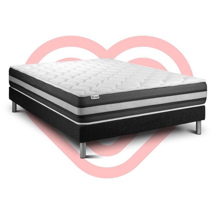 Matras en bedbodemset 200x200 cm - Vitalspring Zen Zwart