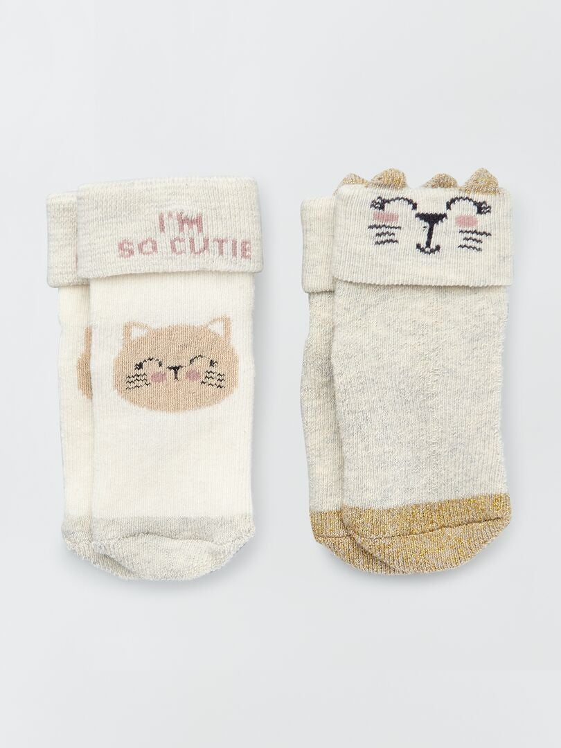 Conjunto de 2 pares de meias - Bege