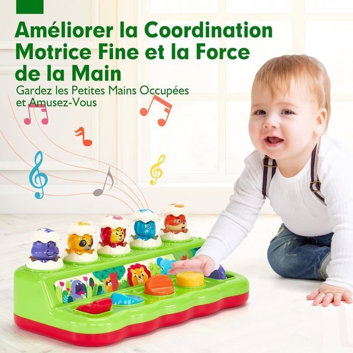 Giocattolo per neonati di 1 anno, gioco Montessori a comparsa con animali, musica e luci, giochi per bambini di 1, 2 e 3 anni, regalo per bambina o bambino