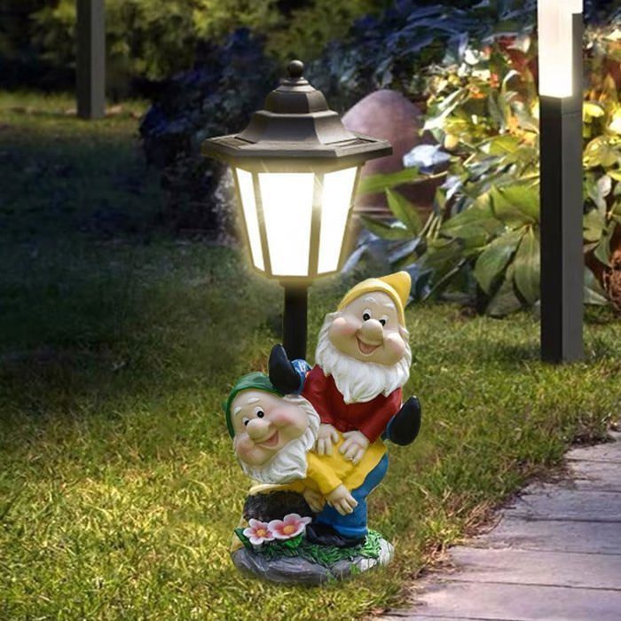 Lámpara solar hexagonal decorativa para jardín, adorno de gnomo, decoración de jardín, etiqueta ESTATUA