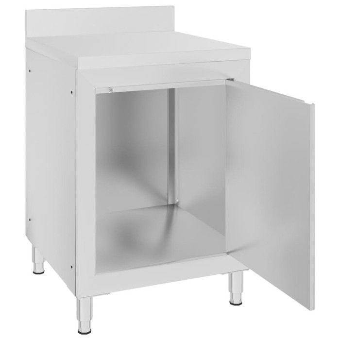 Mesa de trabalho comercial vidaXL com armário, 60x60x96 cm, aço inoxidável