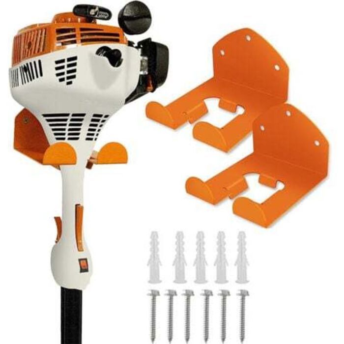 Gancho de soporte resistente para cortacésped, herramienta eléctrica de jardín, soporte de almacenamiento de pared para garaje (2 piezas)