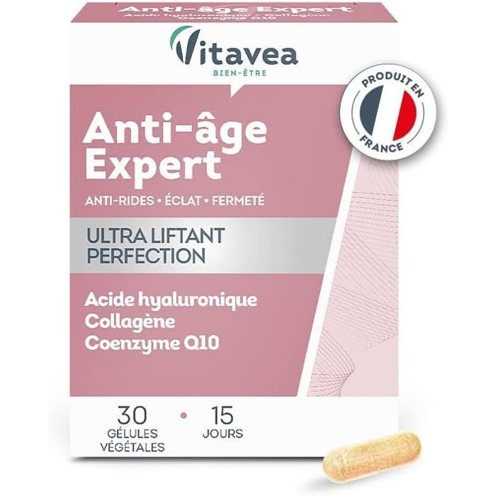 Integratore alimentare anti-invecchiamento - WOODOURS - Vitavea - Acido ialuronico - Collagene - Coenzima Q10