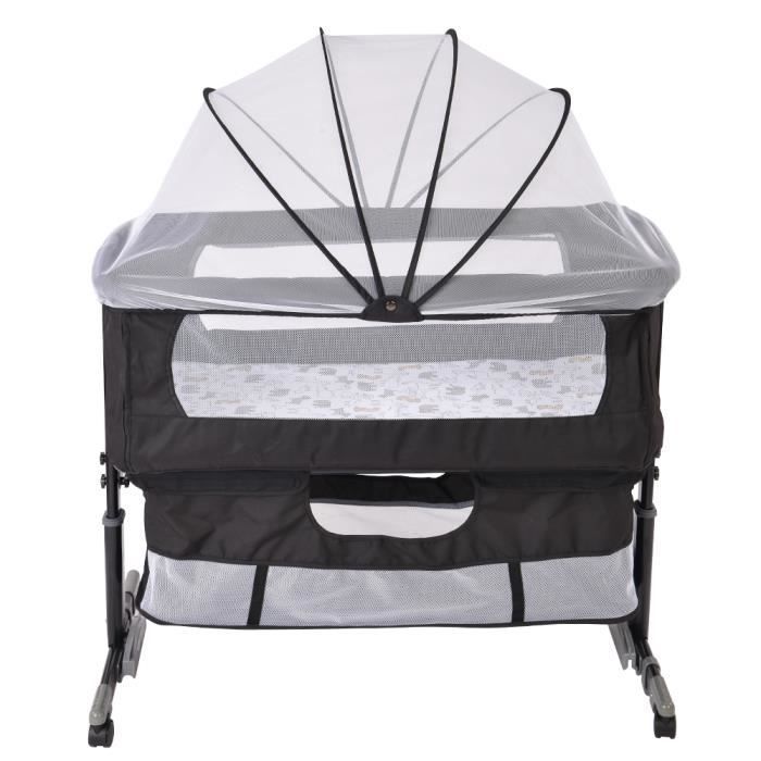 KEDIA. Co-sleeping wieg, babywieg, 2-in-1 co-sleeping wieg, vanaf de geboorte tot 50 kg, zwart, 92*58*70-90 cm