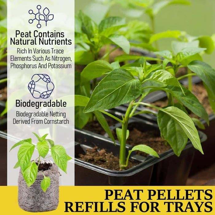 Paquete de 50 pastillas de turba de 30 mm para germinación, tapones de germinación comprimidos, sustrato reforzado con fibra para evitar daños.