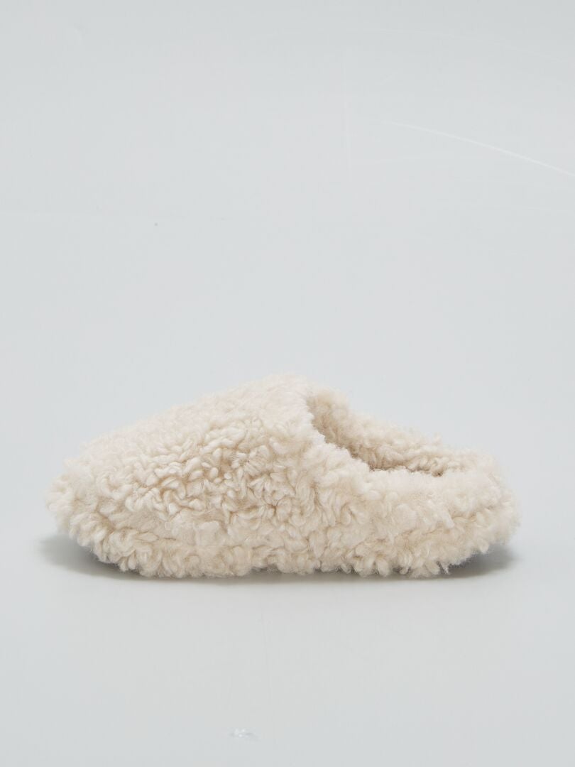 Pantuflas tipo mule de sherpa - BEIGE