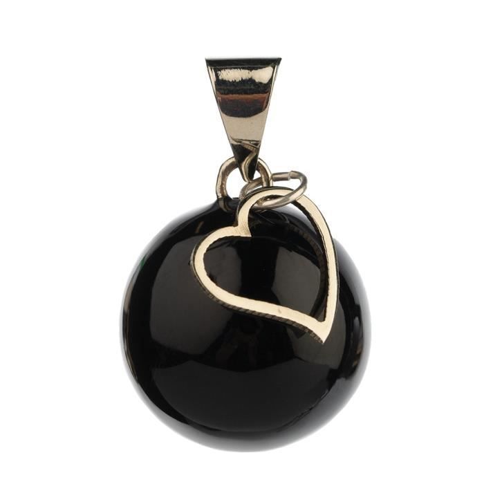 Bola - Pregnancy Bola Necklace - Black with Heart Charm - One Size