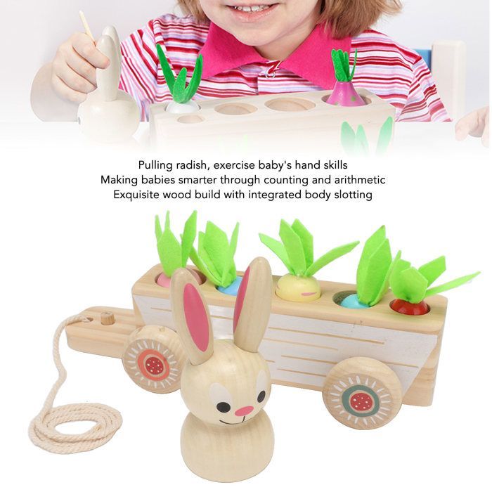 Jouet éducatif en bois robuste pour bébé, voiture assortie, radis, pour la maison