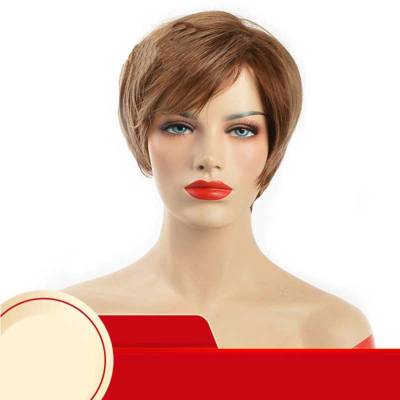 Peluca corta sintética marrón con flequillo para mujer, disfraz sencillo de carnaval, pelucas de fiesta, reemplazo de cabello para mujer, peluca completa