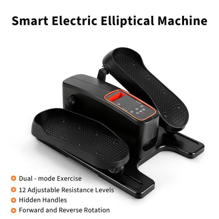 Elíptica eléctrica inteligente Homefire: 12 niveles de resistencia, control remoto, pantalla LCD, diseño silencioso.