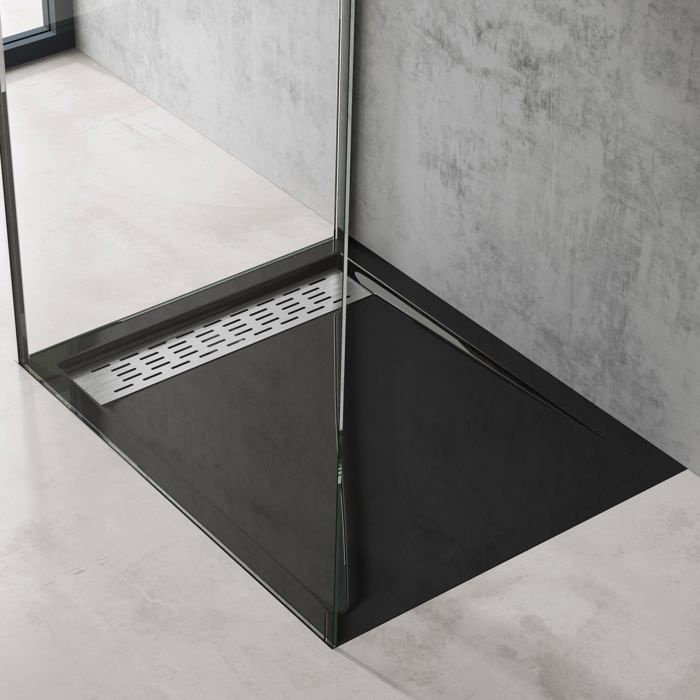 Plato de ducha Doporro negro 80x100cm Xetro4 rectangular extra plano de 5cm