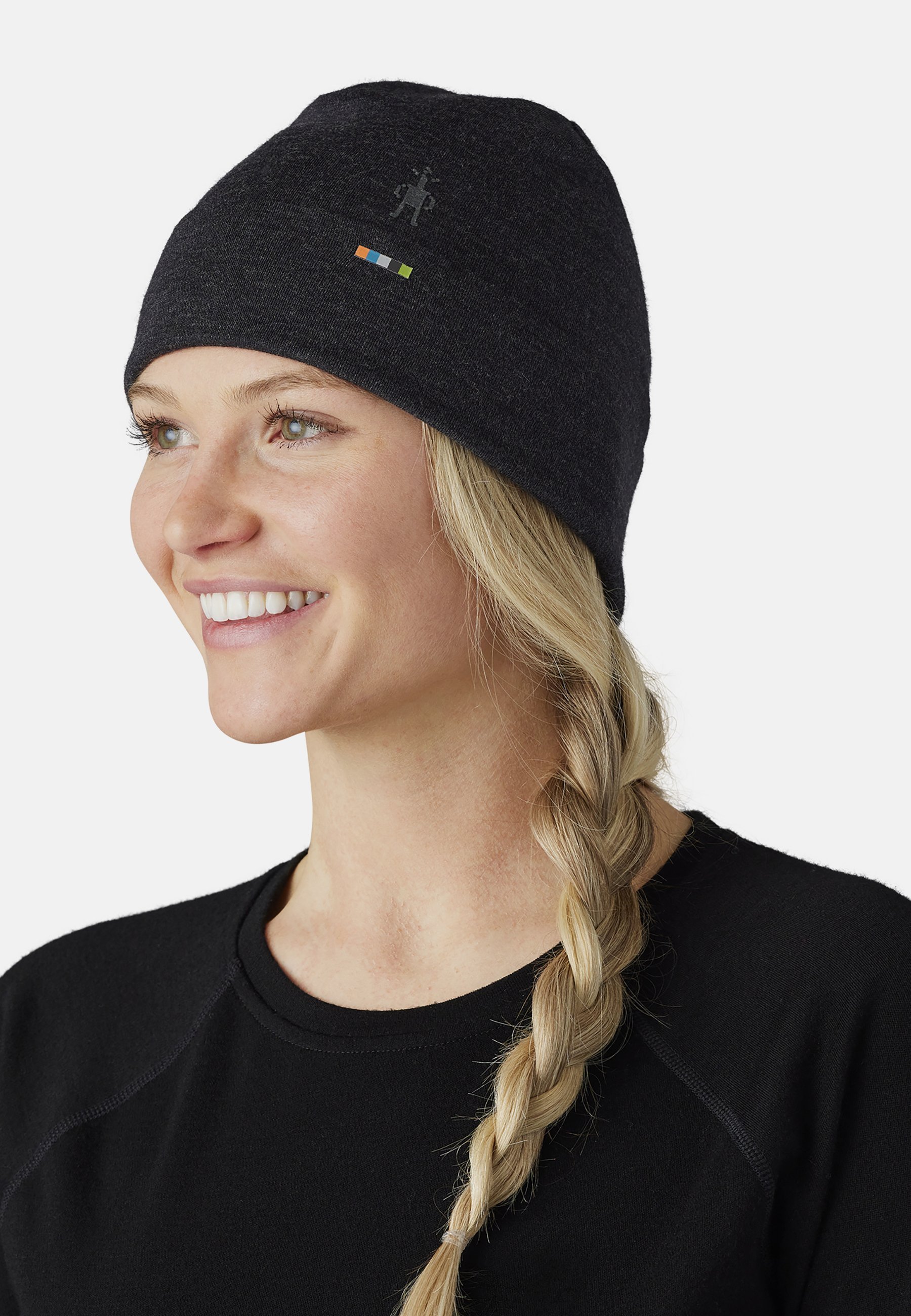 Smartwool Beanie met omslag - antraciet