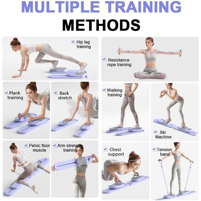 Reformer de Pilates de estilo dividido, tabla de Pilates desmontable, máquina de Pilates, equipo de Pilates para el hogar, rodillo abdominal, entrenador de core