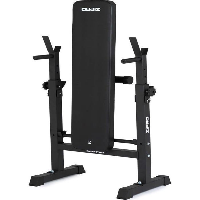 Panca pesi piatta e pieghevole ZIPRO Core | Supporti per bilanciere regolabili, maniglie per dip | Ideale per la palestra di casa