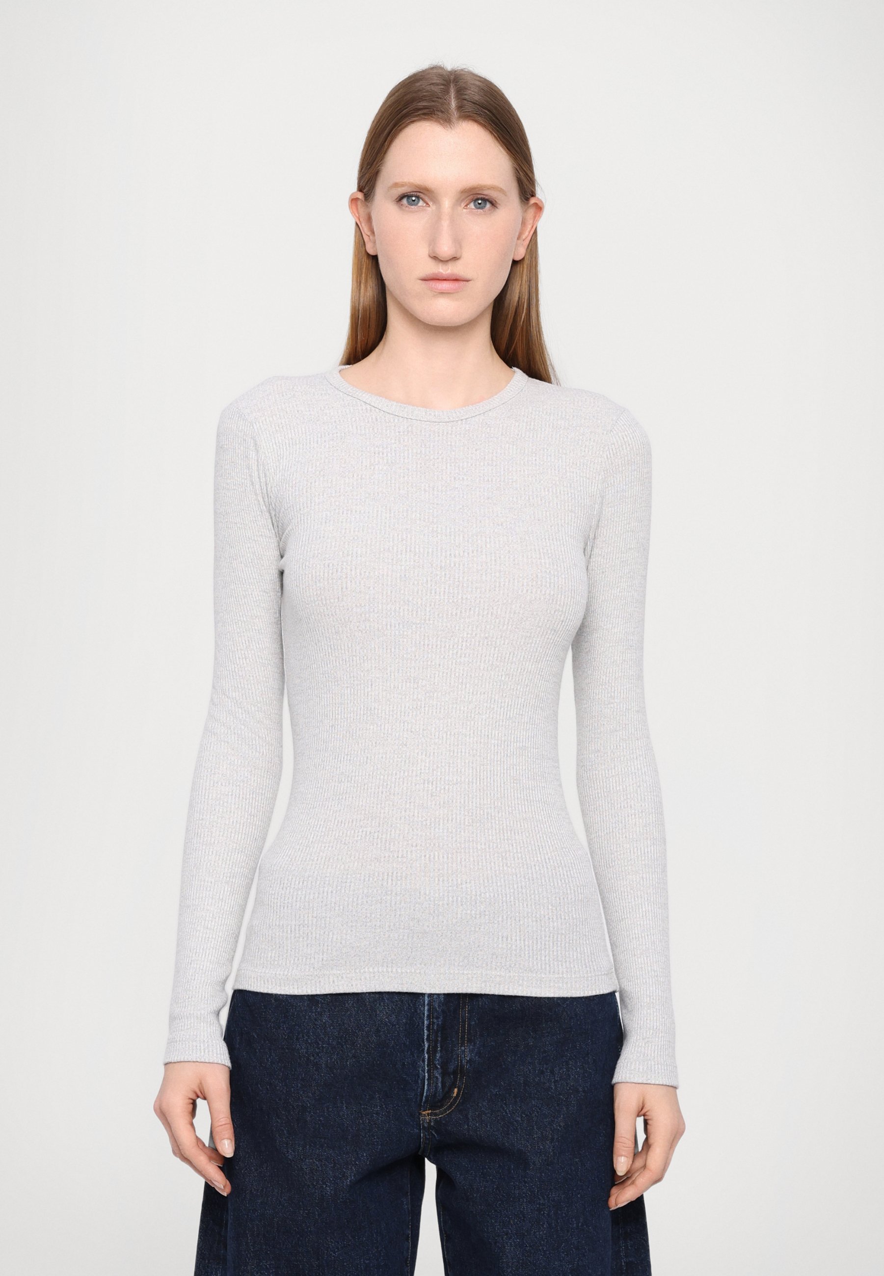 Agolde DELPHI SLIM T-SHIRT - Top met lange mouwen - geborsteld grijs gemêleerd