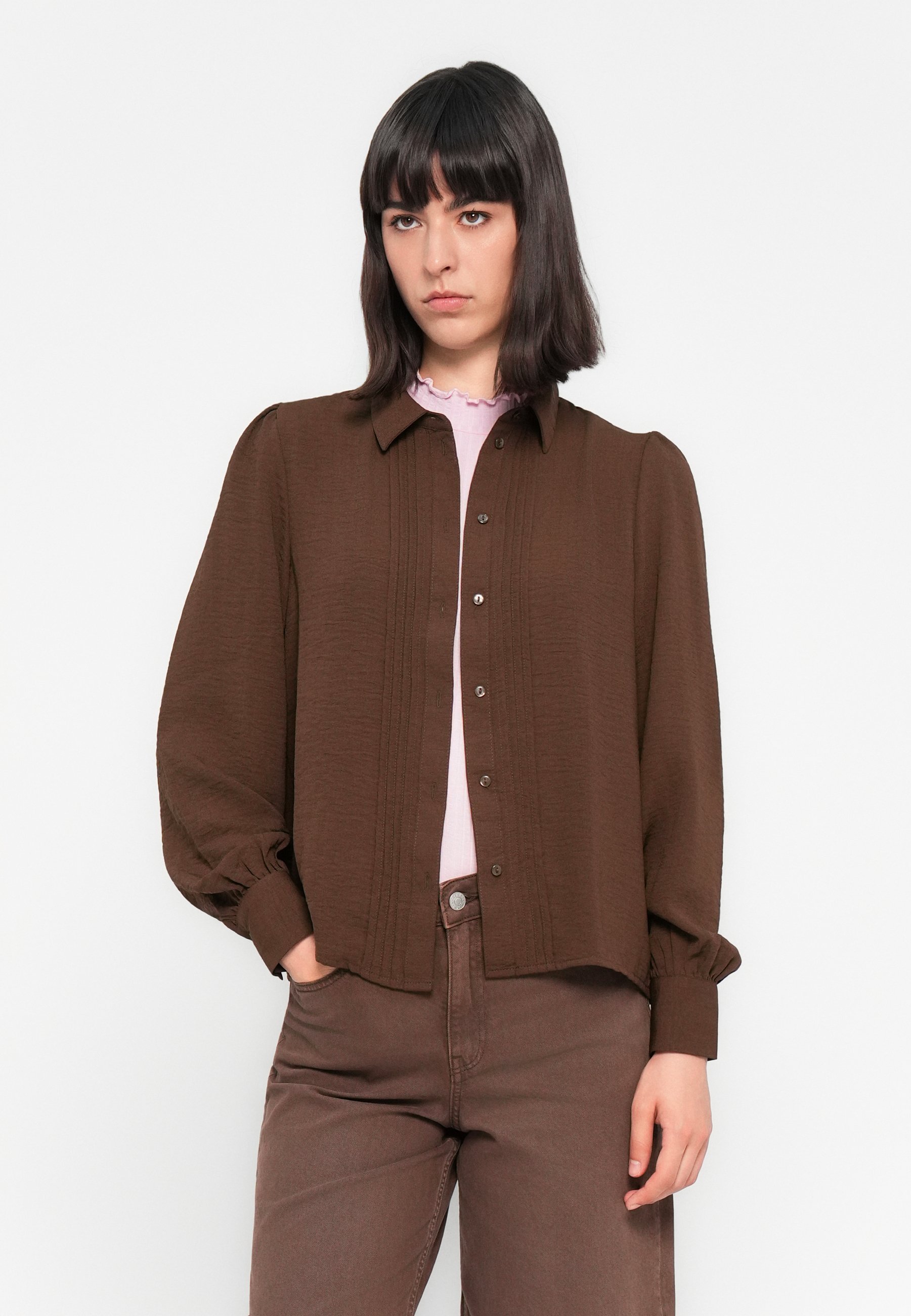 JDY JDYDIEGO LIFE CAMICIA CON PIEGHE - Camicetta con bottoni - nero ardesia
