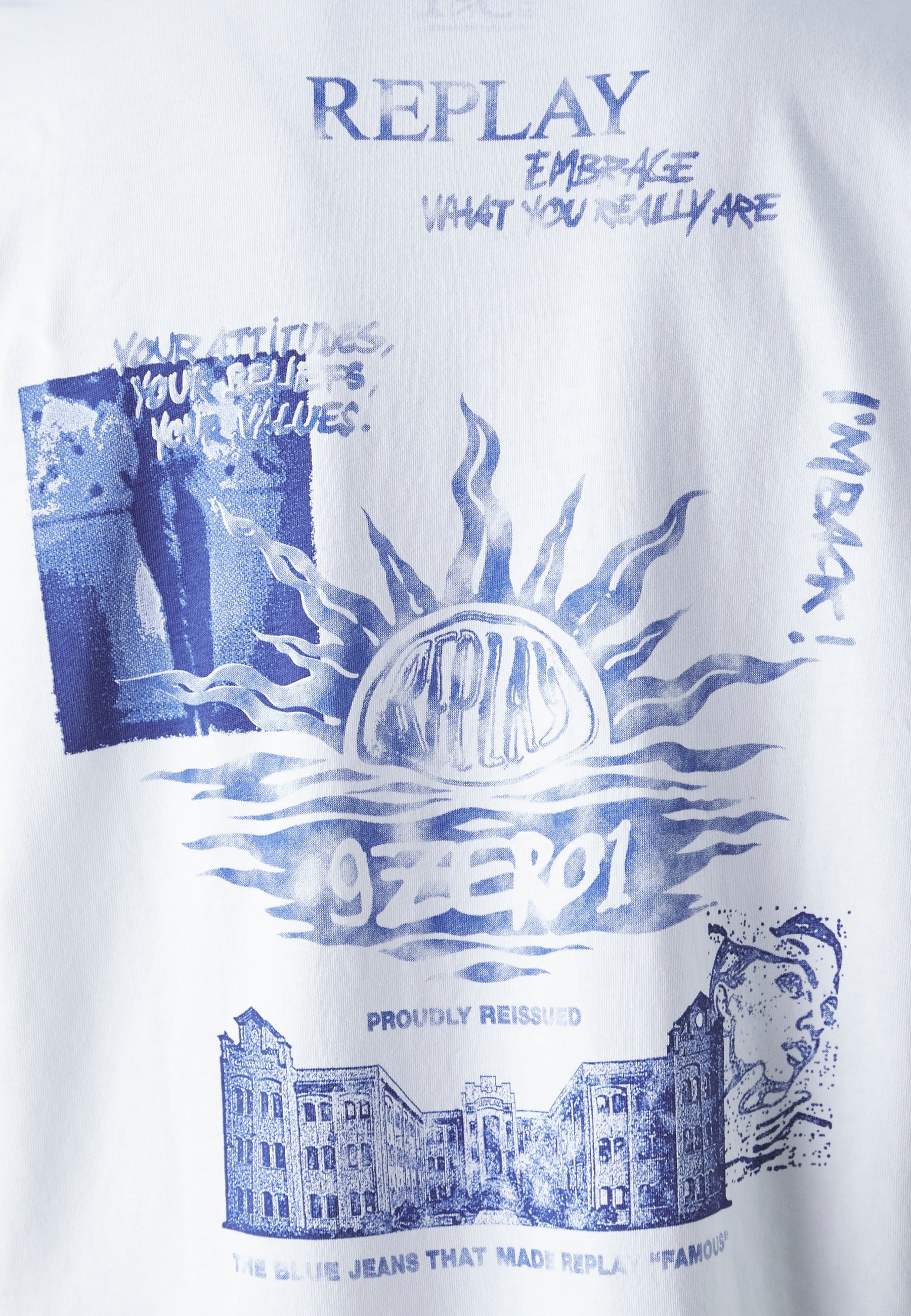 T-shirt Replay M9Z1 - Imprimé - Blanc cassé