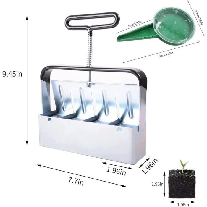 Bloc de Terreau Manuel 4pcs 5cm pour Planter des Graines, Presse Motte pour Semis Outil pour Planter des Graines de Jardin en