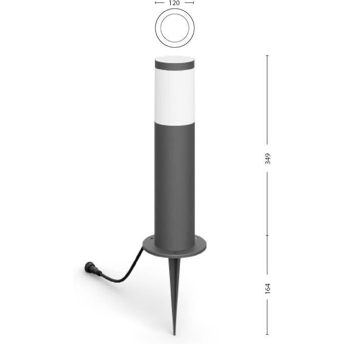 Bolardo exterior de baja tensión PHILIPS Garden Link, 24 W, IP44, 2700 K - Antracita