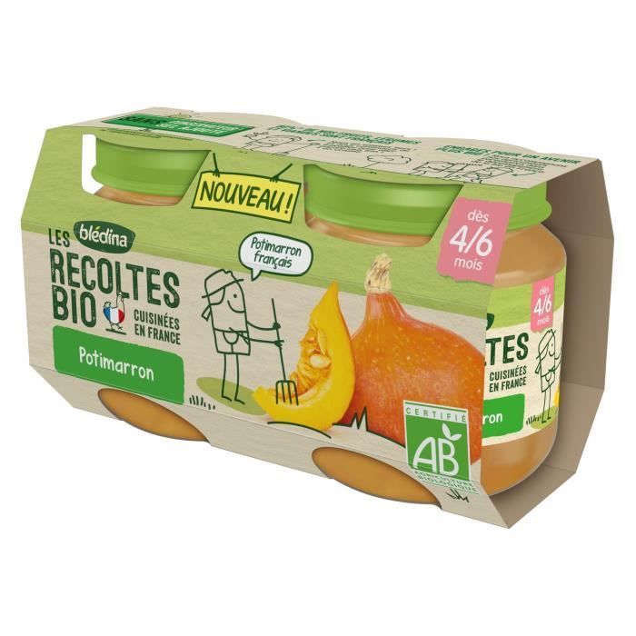 Blédina Organic Harvests, omogeneizzato biologico per neonati dai 4/6 mesi, gusto zucca, 2x130g