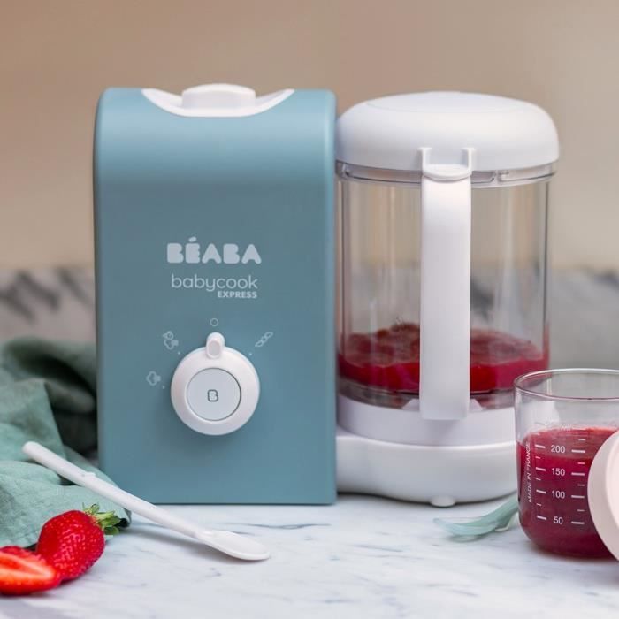 BEABA, Babycook Express, robot da cucina per neonati, frullatore-cuocitore 4 in 1, blu baltico