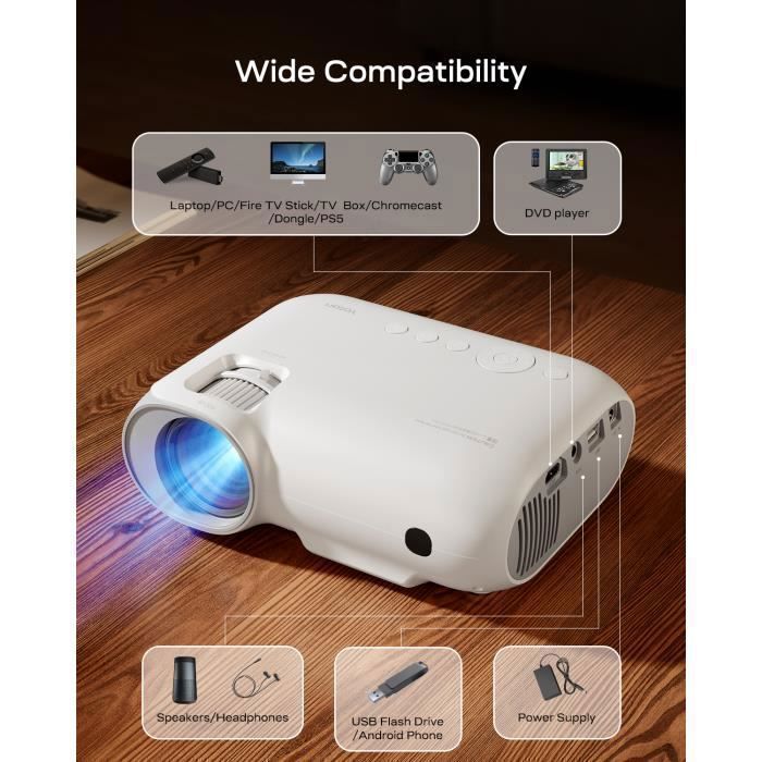 Vidéoprojecteur Yoton Y9 - 4K 400 ANSI Lumen - WiFi Bluetooth Netflix Youtube Intégrés - Compatible avec HDMI USB Android