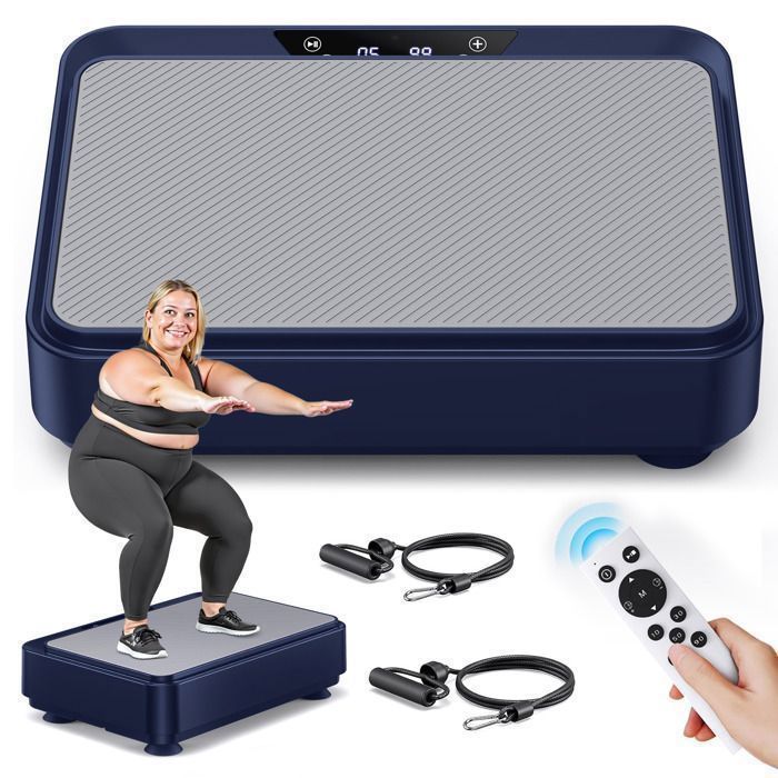 Plataforma vibratoria con 99 niveles y 9 programas, máquina de vibración para perder peso, dispositivo de fitness multifuncional con control remoto, color azul.