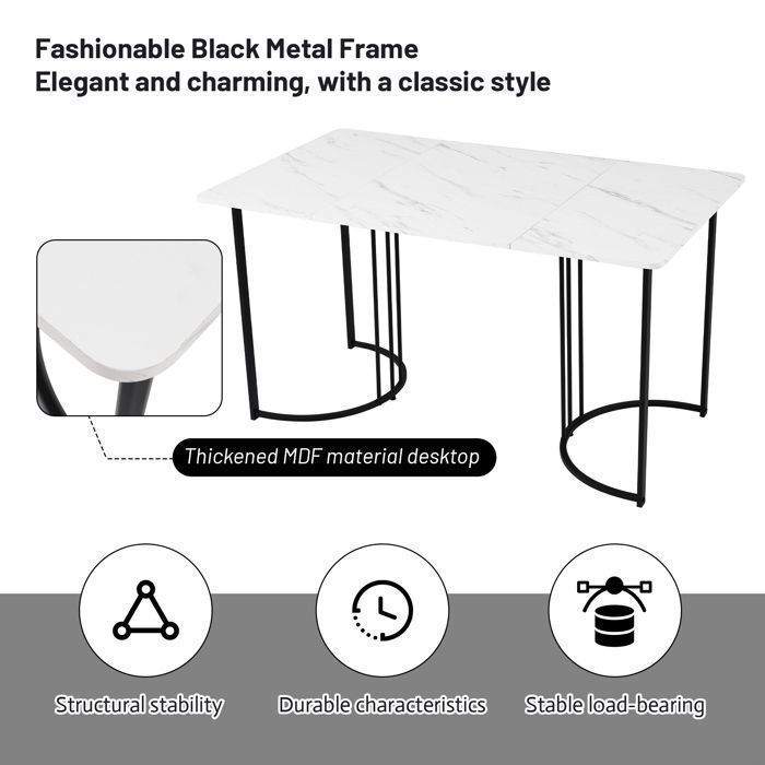 Set da pranzo 140x80 cm con tavolo e 4 sedie, set moderno per cucina/soggiorno, sedie in velluto beige