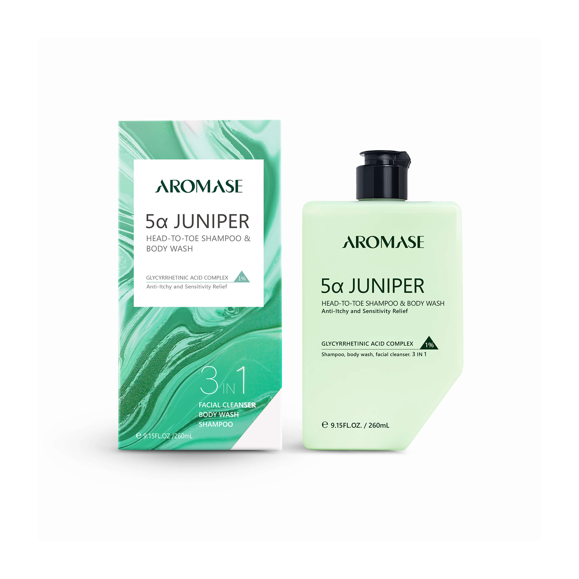Aromase 5a Juniper päästä varpaisiin -shampoo ja -suihkugeeli