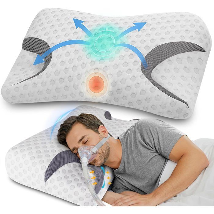 Almohada de espuma viscoelástica para quienes duermen de lado, almohada para la apnea del sueño, almohada nasal para CPAP.