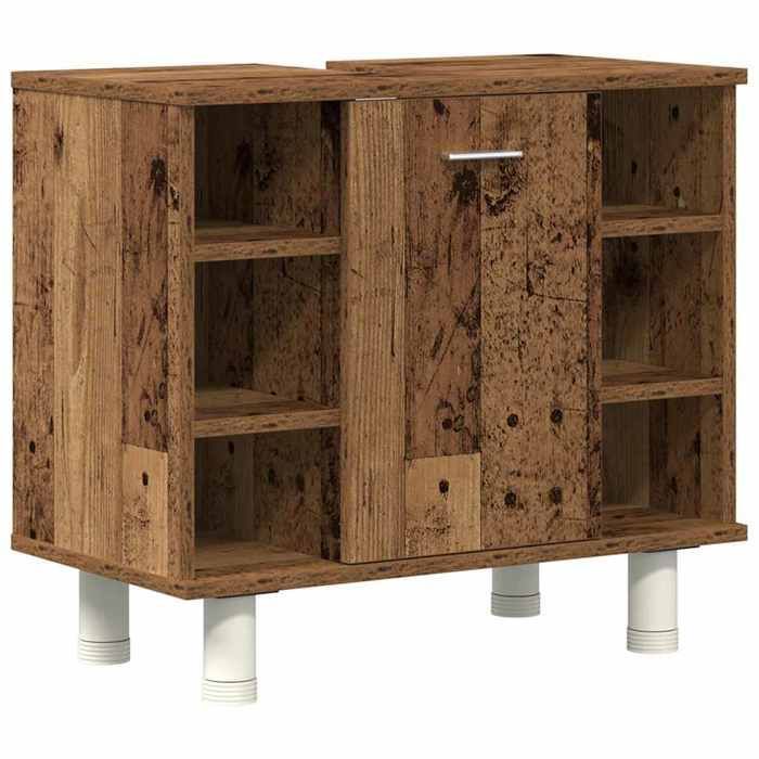 Badezimmermöbel-Set KALISSE – 3-teilig – Holzwerkstoff – Altholz – 80 x 20,5 x 64 cm – 30 x 30 x 179 cm