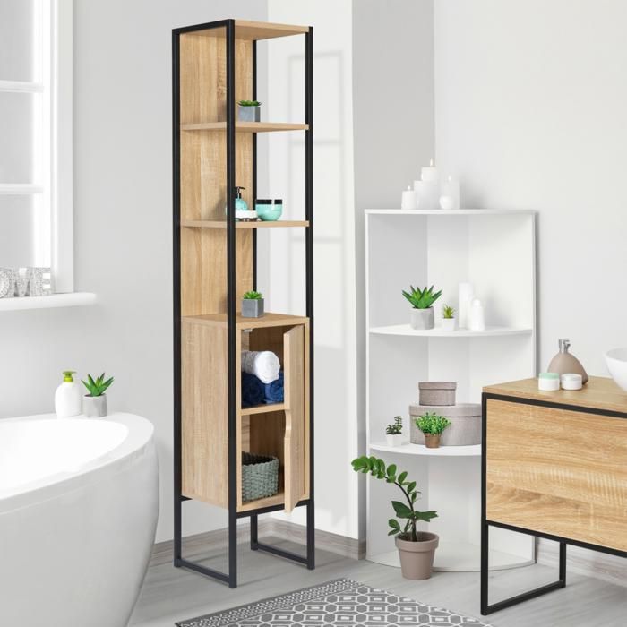 IDMARKET DETROIT Badkamerkast met 1 deur in industrieel design