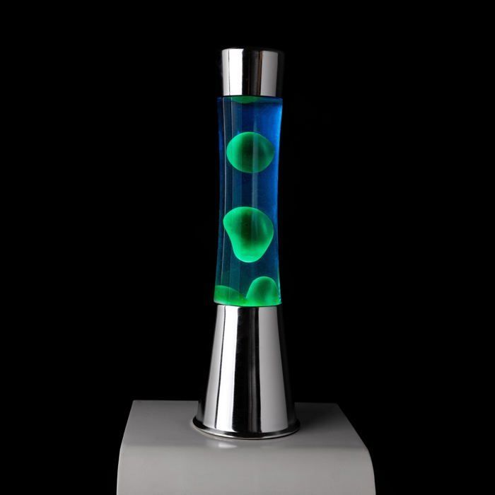 Lampe à lave - FISURA - Lampe à lave bleu - Base chromée - Ampoule de rechange - 11 x 11 x 39,5 cm