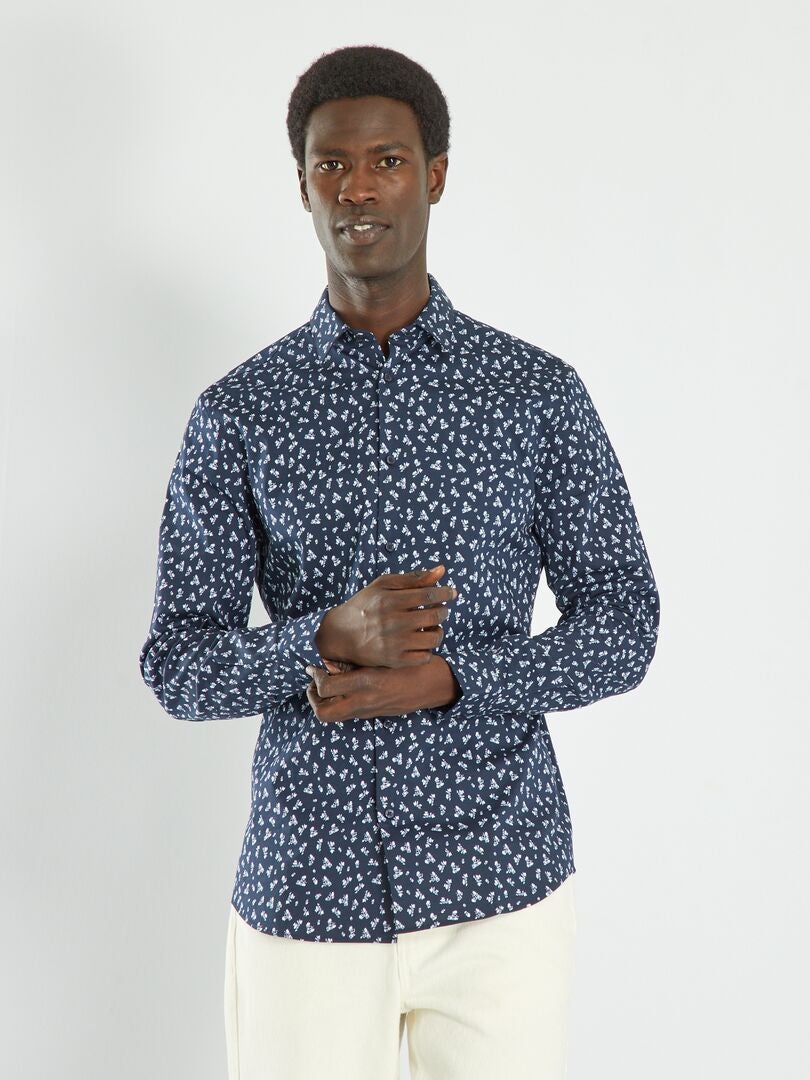 Camisa ajustada estampada - AZUL