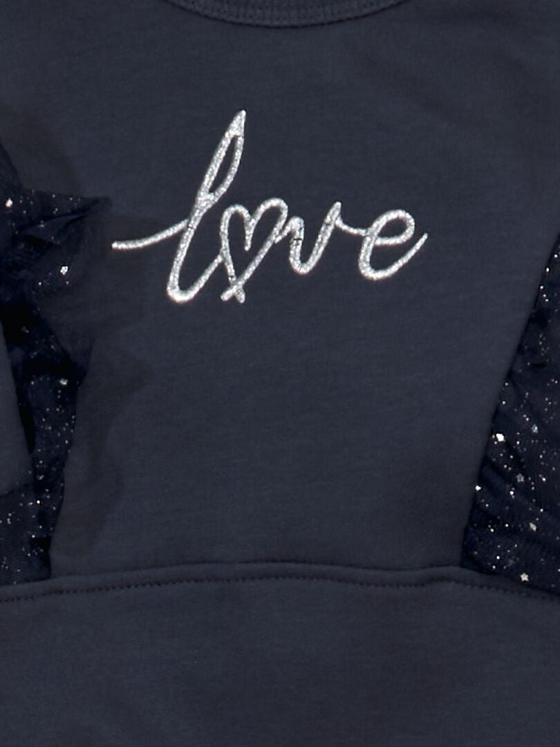 Fleece sweatshirt met ruches - BLAUW