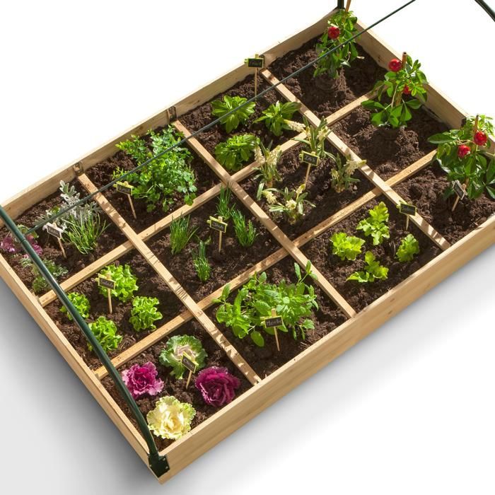 IDMARKET Carré potager 12 compartiments + housse serre châssis